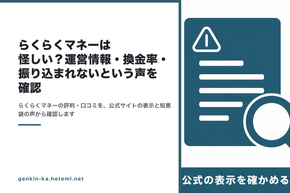 らくらくマネーは怪しい？運営情報・換金率・振り込まれないという声を確認